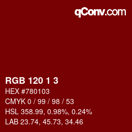 Color code: RGB 120 1 3 | qconv.com