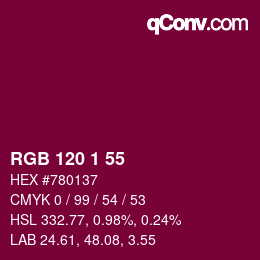 カラーコード: RGB 120 1 55 | qconv.com