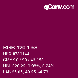 颜色代码: RGB 120 1 68 | qconv.com