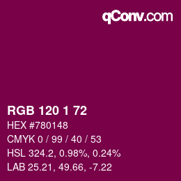 Color code: RGB 120 1 72 | qconv.com