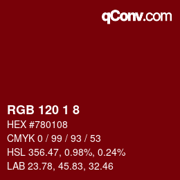 Color code: RGB 120 1 8 | qconv.com