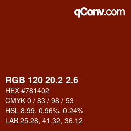 カラーコード: RGB 120 20.2 2.6 | qconv.com
