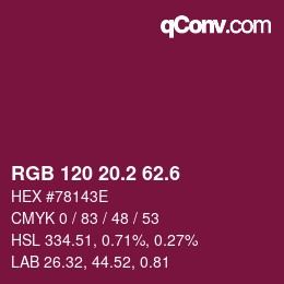 カラーコード: RGB 120 20.2 62.6 | qconv.com