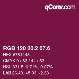 カラーコード: RGB 120 20.2 67.6 | qconv.com