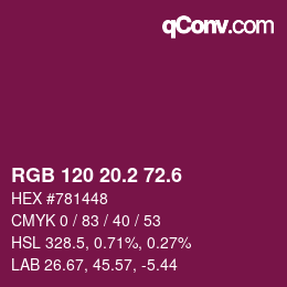 カラーコード: RGB 120 20.2 72.6 | qconv.com