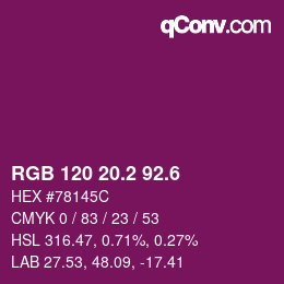 カラーコード: RGB 120 20.2 92.6 | qconv.com