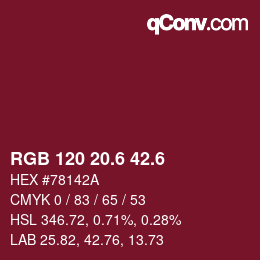 カラーコード: RGB 120 20.6 42.6 | qconv.com