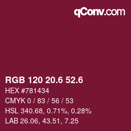 カラーコード: RGB 120 20.6 52.6 | qconv.com