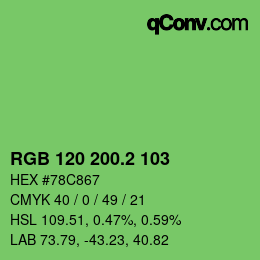カラーコード: RGB 120 200.2 103 | qconv.com