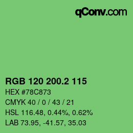 カラーコード: RGB 120 200.2 115 | qconv.com