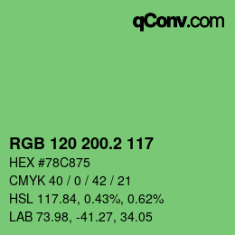 カラーコード: RGB 120 200.2 117 | qconv.com