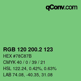 カラーコード: RGB 120 200.2 123 | qconv.com