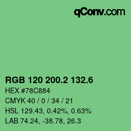カラーコード: RGB 120 200.2 132.6 | qconv.com