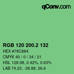 カラーコード: RGB 120 200.2 132 | qconv.com