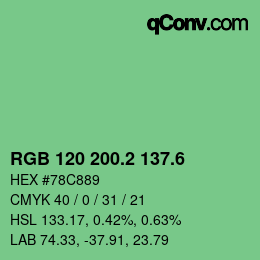 カラーコード: RGB 120 200.2 137.6 | qconv.com