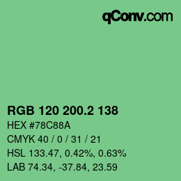 カラーコード: RGB 120 200.2 138 | qconv.com