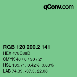 カラーコード: RGB 120 200.2 141 | qconv.com