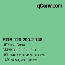 カラーコード: RGB 120 200.2 148 | qconv.com