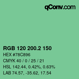 カラーコード: RGB 120 200.2 150 | qconv.com