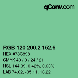 カラーコード: RGB 120 200.2 152.6 | qconv.com