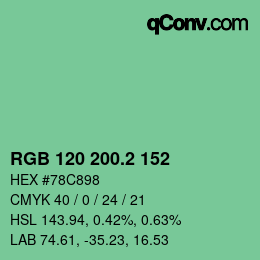カラーコード: RGB 120 200.2 152 | qconv.com