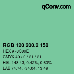 カラーコード: RGB 120 200.2 158 | qconv.com