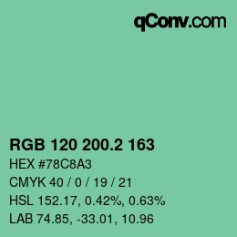 カラーコード: RGB 120 200.2 163 | qconv.com