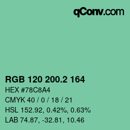 カラーコード: RGB 120 200.2 164 | qconv.com