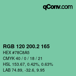 カラーコード: RGB 120 200.2 165 | qconv.com