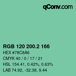 カラーコード: RGB 120 200.2 166 | qconv.com