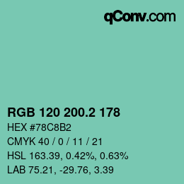 カラーコード: RGB 120 200.2 178 | qconv.com