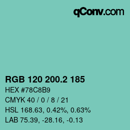 カラーコード: RGB 120 200.2 185 | qconv.com