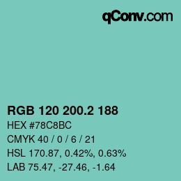 Color code: RGB 120 200.2 188 | qconv.com
