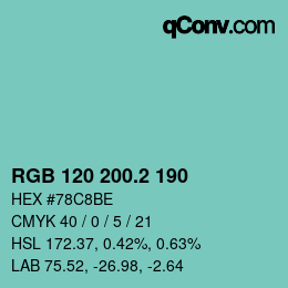 カラーコード: RGB 120 200.2 190 | qconv.com