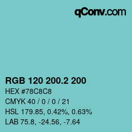 カラーコード: RGB 120 200.2 200 | qconv.com