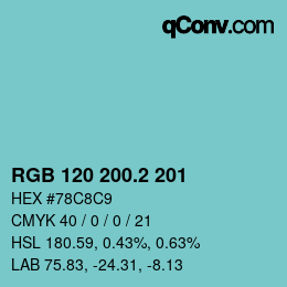 カラーコード: RGB 120 200.2 201 | qconv.com