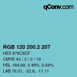 カラーコード: RGB 120 200.2 207 | qconv.com