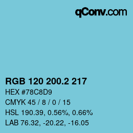 カラーコード: RGB 120 200.2 217 | qconv.com