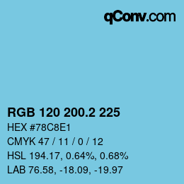カラーコード: RGB 120 200.2 225 | qconv.com