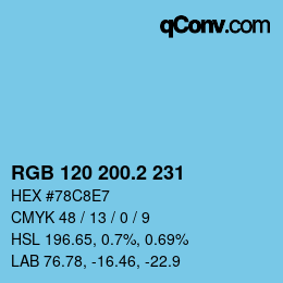 カラーコード: RGB 120 200.2 231 | qconv.com