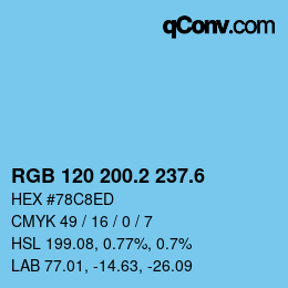 カラーコード: RGB 120 200.2 237.6 | qconv.com
