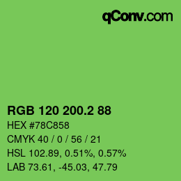 カラーコード: RGB 120 200.2 88 | qconv.com