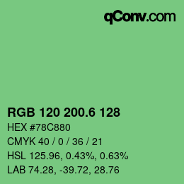 カラーコード: RGB 120 200.6 128 | qconv.com