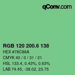 カラーコード: RGB 120 200.6 138 | qconv.com