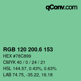 カラーコード: RGB 120 200.6 153 | qconv.com