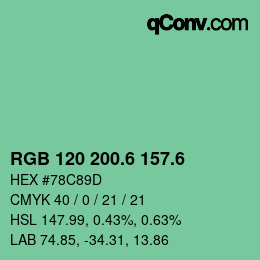 カラーコード: RGB 120 200.6 157.6 | qconv.com