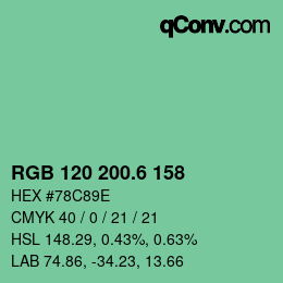 カラーコード: RGB 120 200.6 158 | qconv.com