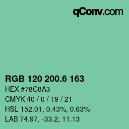 カラーコード: RGB 120 200.6 163 | qconv.com