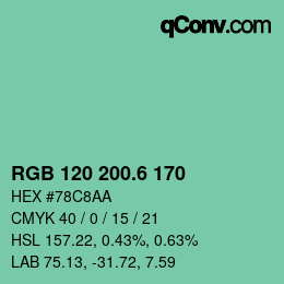 カラーコード: RGB 120 200.6 170 | qconv.com
