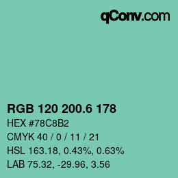 カラーコード: RGB 120 200.6 178 | qconv.com